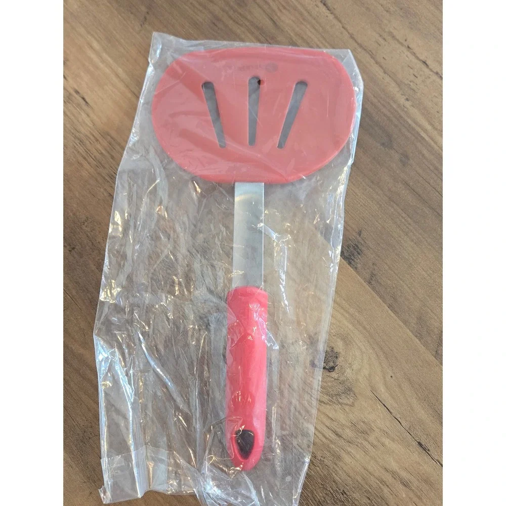 StarPack Silicone Slotted‎ Turner Spatula Red Stainless Steel Core 12 Inch NEW